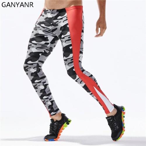 GANYANR Running Tights Men Basketball Fitness Leggings Sports Long quick dry Compression Pants Gym Athletic Bodybuilding Jogging