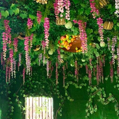 6Pcs Wisteria Vine Artificial Flowers ivy Silk Garland Arch Wedding Decoration Home Garden Decoration Hanging Plant Wall Decor
