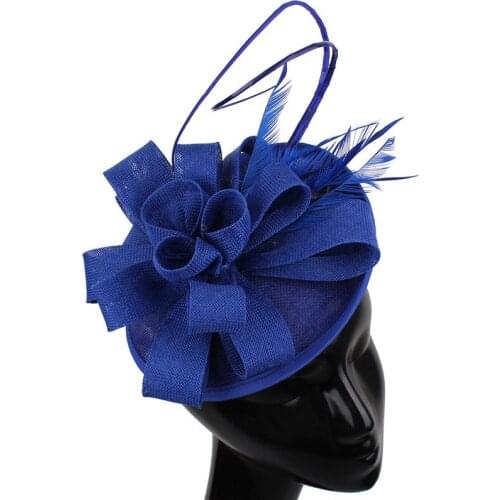 Imitation Sinamay Party Tea Millinery Hats Fascinator Women Elegant Ladies For Weddings Headwear Ostrich Feather Headpiece