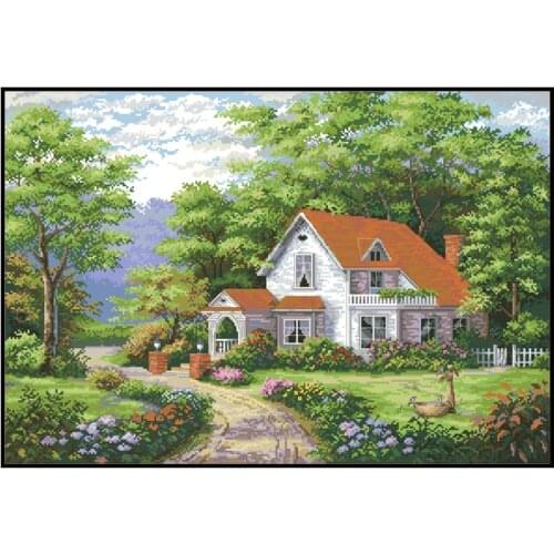 Tranquil Manor Counted Cross Stitch Pattern Embroidery Kit Printed Canvas 11CT 14CT DIY Needlework Knitting Home Decor Paintings
