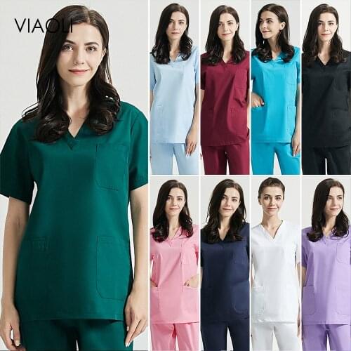 Unisex High Quality V-neck Nurse Scrubs Uniform Sets Pet Shop Uniforms Spa Uniforms Medical Clothes Women Scrubs Suits Work Wear