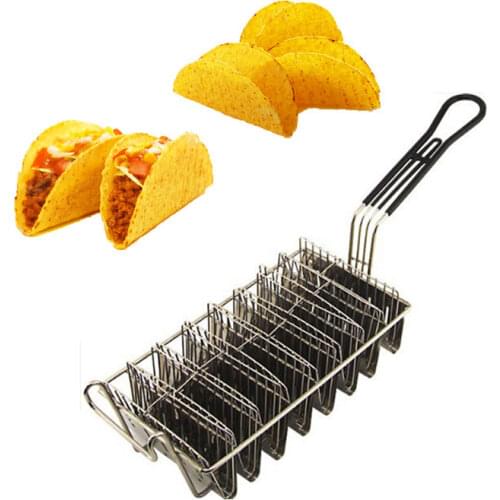 Taco Basket Holds 4 Shells Deep Fryer Taco Holder Basket Taco Fry Basket with Grip Handle French fries frying Fried basket tool