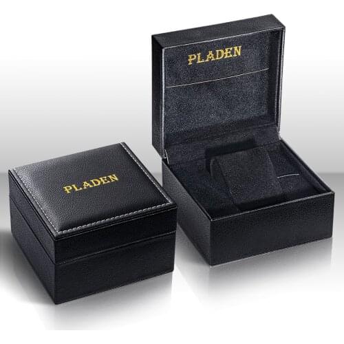 PLADEN Leather Watch Storage Box Organizer High Quality Men Watch Display Holder Cases Top Selling Black Jewelry Gift Boxes Case