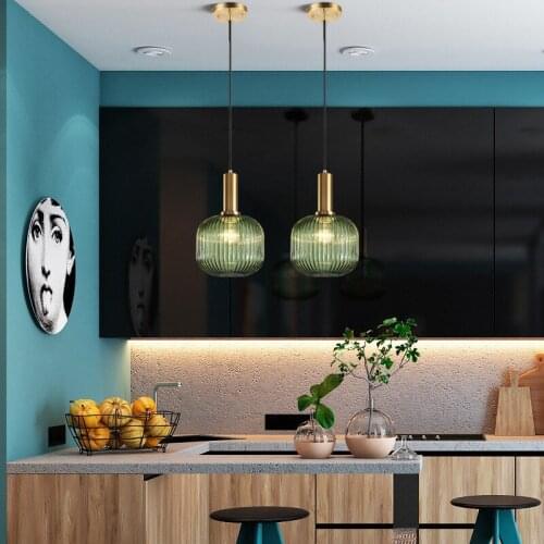 Kitchen Island Pendant Light Bedroom Modern Lights Bar Green Glass Pendant Lighting Office Lights Study Home Room Lamp Free Bulb