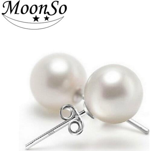 Moonso Silver Color Earrings fashion women jewelry Stud Earrings Simulated Pearl earrings LE1025