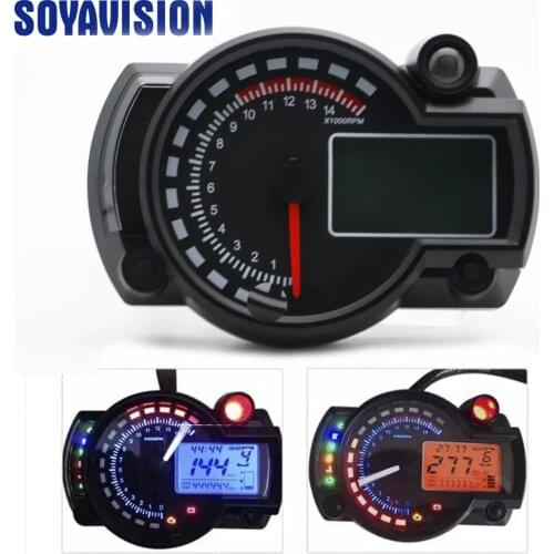 Motorcycle DC 12V 7 Color LCD Digital Display Tachometer Assembly Speedometer Odometer Dashboard Sensor RPM Fuel Level Gauge