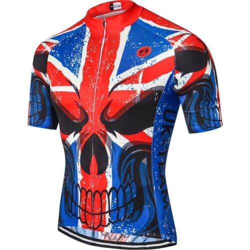 Men Cycling Jersey UK Flag Skull Summer Team Bike Clothes Wear Racing MTB Mountain Road Quick Dry Bicycle Clothing Shirts Top
