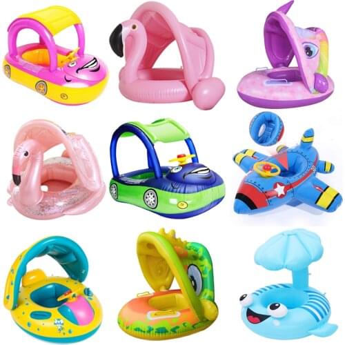 Inflatable Circle Baby Flamingo Float Swimming Ring Inflatable Unicorn Pool Float Child Seat Mattress Water Toys Swimming Rings