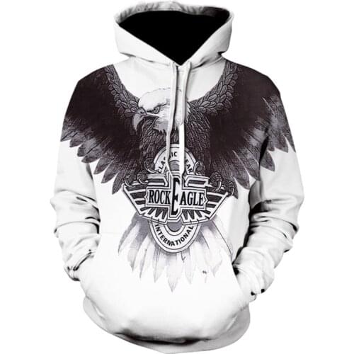 2021 new black and white eagle mens hoodie fashion breathable sports mens sweater handsome top
