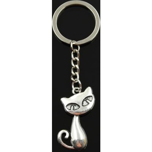 New Fashion Keychain 39x32mm Cat Fox Pendants DIY Men Jewelry Car Key Chain Ring Holder Souvenir For Gift