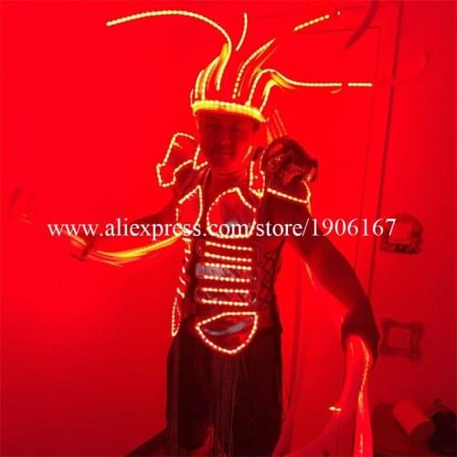 Led Luminous Novelty Clothing Illuminate Headwear Dress Flashing Growing Led Costume Suit For Stage Show Event Party Supplies