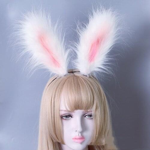 Lolita Original Design Simulation Rabbit Ear Hairband Hairpin Cosplay Plush Fruuy Rabbit Animal Bunny Ears Anime Accessories