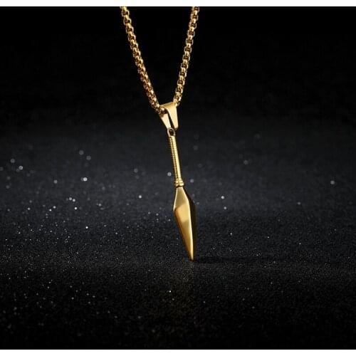 Spear Pendant Necklace for Men Jewelry Stainless Steel Gold Ketting Long Chain Choker For Male Party Jewelry Gift BFF