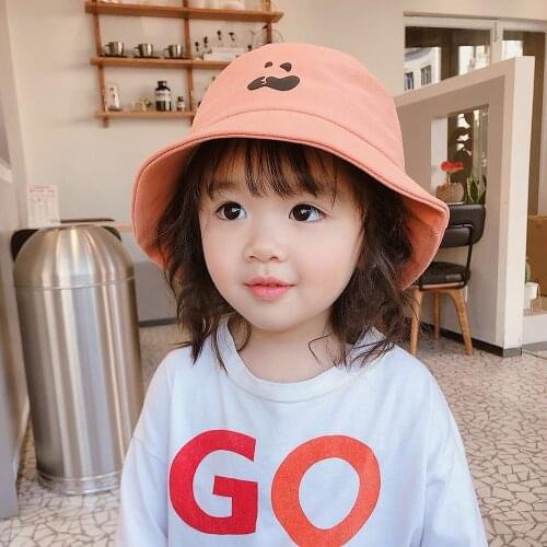 2021 New Summer Baby Bucket Hat UV Protection Boys Girls Fisherman Hats Children Panama Beach Cute Panda Design Infant Sun Cap