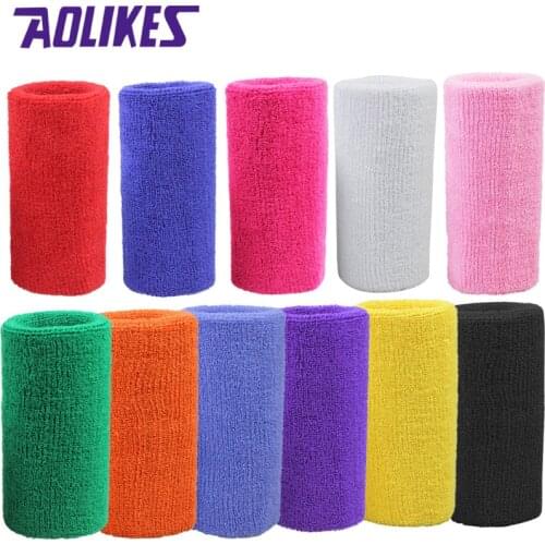 AOLIKES 1 Pcs 15*7.5 Wrist Brace Support Wrap Tennis Wristband Sport Sweatband for Gym Yoga Volleyball Hand Sweat Band polsband