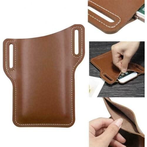 Waist Phone Pocket PU Cellphone Loop Holster Case Belt Waist Bag Props Leather Wallet For Camping Hiking Outdoor Tools Universal