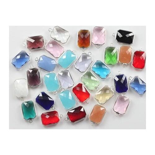 Oblong Shape Colourful Faceted Connector Pendent Crystal Bezel Connector Crystal Charm High Quality for Jewelry Making 13*18mm