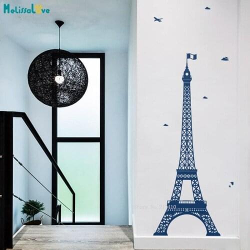 Realistic Sign Tower Wall Decal Silhouette Home Decor Paris Building Fine Detail Self-adhesive Murals Vinyl YT5717