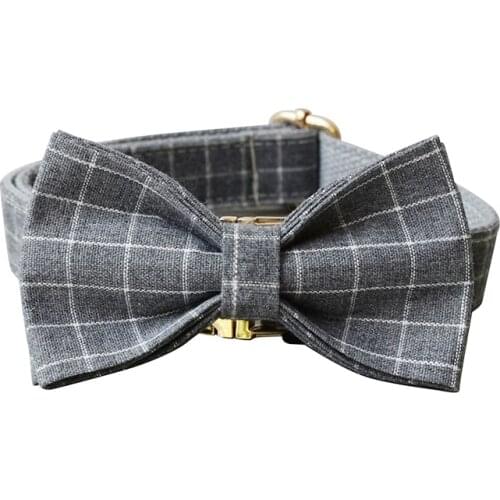 Grid 03 Leser Engraved Dog Collar Retailing Cool Plaid Collar Handmade The Deep Gray Plaid Traction Rope