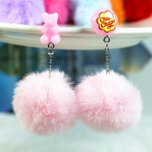 Cute Resin Stup Earrings Colorful Gummy bear pompom earring High Quality Stud Earring Fashion Jewelry Best Gift f