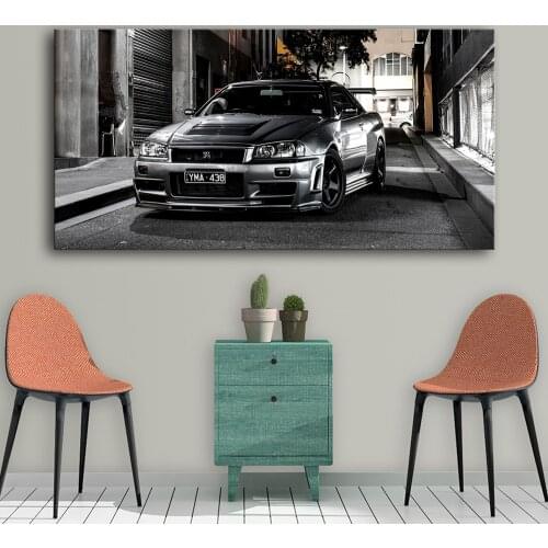 Canvas template painting sports car artwork modern nissan skyline gtr car home picture bedside home decoration wall art poster