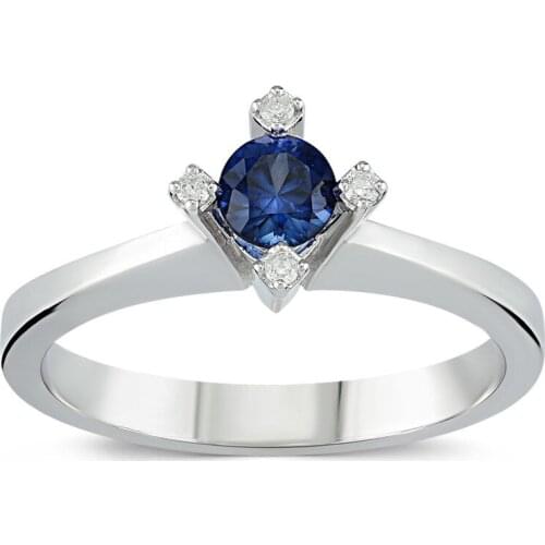 Symbol Gold 0.40 Carat Diamond Sapphire Solitaire Ring Baguette Chic Jewelry Lover Rings Engagement Anniversary Wedding For Women