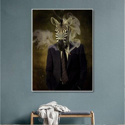 Nordic Zebra Animal Vintage Canvas Painting Scandinavian Portrait Posters and Print Wall Pictures for Living Room Bedroom Decor