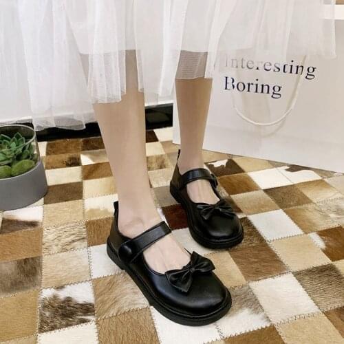 Japanese lolita soft sister bow small leather shoes 2021 new all-match shallow mouth Mary Jane shoes