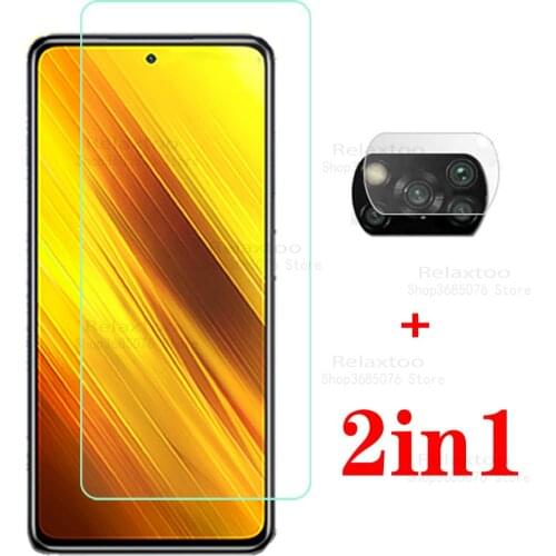 2-in-1 glass poco x3 camera lens screen protector for xiaomi poco x3 x 3 case pocophone x3 pocox3 smartphone protective cover