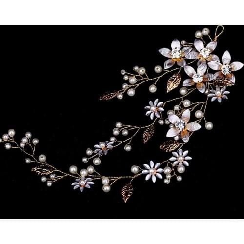 Flower Women Wedding Hair Jewelry Bridal Hair Accessories Tiara Wedding Hair Comb Clip Headband Pearl Rhinestone Bride Headpiece