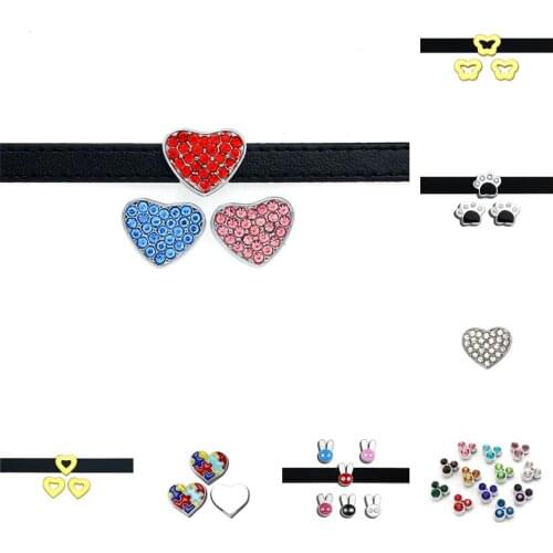 10PC/lot 8MM DIY Heart Paw Slide Charm Fit For 8mm Leather Bracelet Straps Necklace Fashion Jewelrys Making