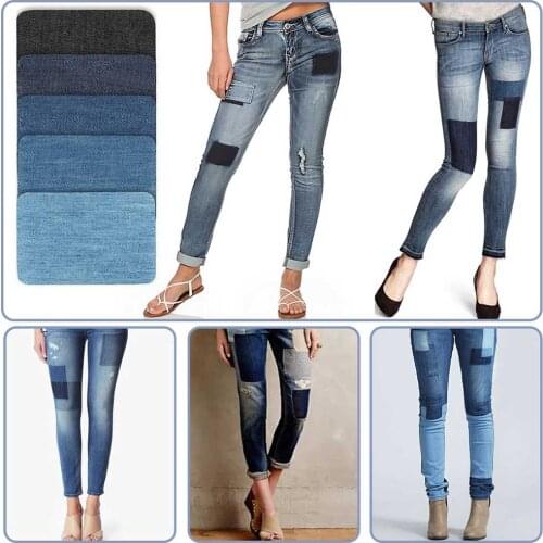 20 PCS Denim Patches DIY Iron On Denim Elbow Patches Repair Pants For Jean Clothing And Jean Pants Apparel Sewing Fabric