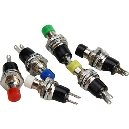 6pcs PBS-110 Mini Momentary Push Button Switch NO/NC 7mm Red Yellow Green Blue Black White