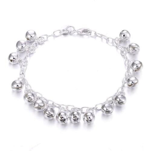 925 Sterling Silver Bracelet Korean Cute Jingle Bells Charm Bracelets & Bangles Chains For Men and Women Fine Jewelry Party Gift