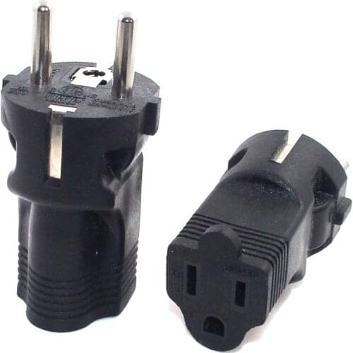 Germany France CEE 7/7 Travel Power Plug Adapter (Type C) USA NEMA 5-15R Receptacle To EU Schuko Power Converter 16A 250V Indust