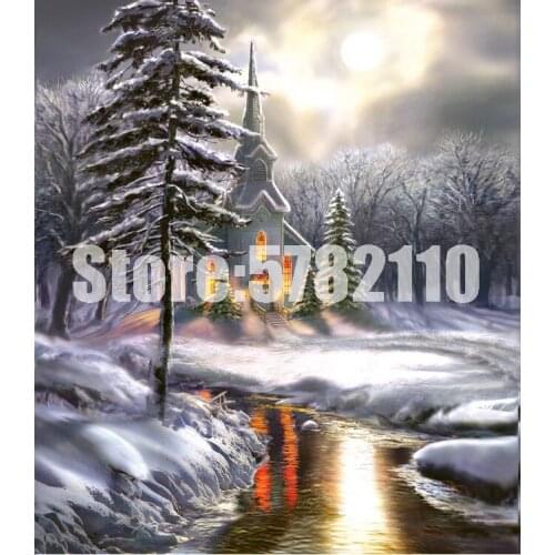 Diamond Mosaic Wildwood Church Full Diy Diamond Painting Temples Lakes & Rivers 5D Embroidery Home Decoration Cross Stitch Kit