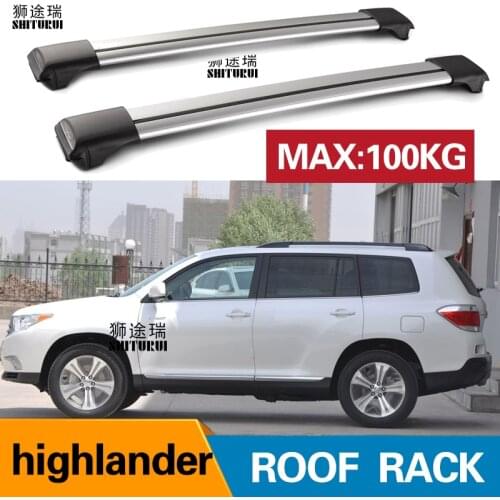 SHITURUI 2Pcs Roof bars For TOYOTA KLUGER highlander 2007-2013 Aluminum Alloy Side Bars Cross Rails Roof Rack Luggage