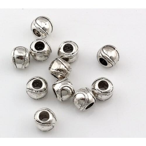 10Pcs Metal Sports Baseball Loose Spacer Beads For Jewelry Making, Big Hole 5mm Findings Bracelet Necklace DIY F-1