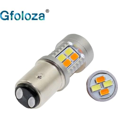 Gfoloza 1157 BAY15D Led Light Car Reverse Backup Bulbs 5630 20SMD Auto Leds Brake Tail Lamp 12V 24V White Yellow Dual Color 1PC