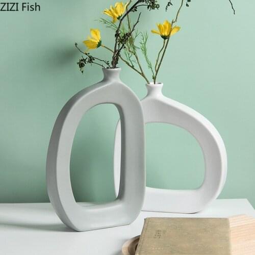 Ceramic Hollow Out Vase Porcelain Flower Pots Decorative Artificial Flowers Hydroponics Floral Arrangement Nordic Home Decor