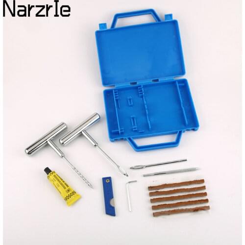 Car Tire Repair Kit Motorcycle Bike Tyre Puncture Repair Kit Emergency Heavy Duty Tubeless Plug Set Professional Portable