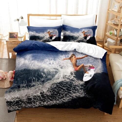 Sea Beach Surfing Bedding Set 3d Print Bed Linen Quilt Duvet Cover Set Home Textile Queen King Size Scenery Beauty Room Decor