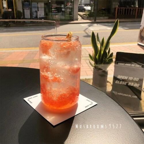 Korean Niche Coke Cup Large-capacity Milk Brewing Iced Coffee Friends Can Shaped Glass Cup Cold Drink Cup for Coffee Shop