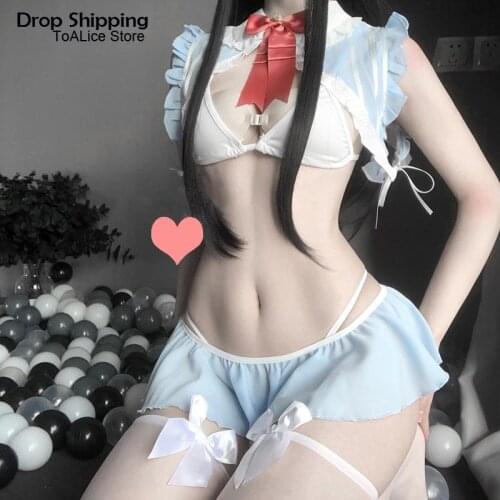 Girl Sexy Bunny Cosplay Costume Erotic Lingerie Costumes School Girl Roleplay Sailor Collar Underwear Set Women Maid Outfit