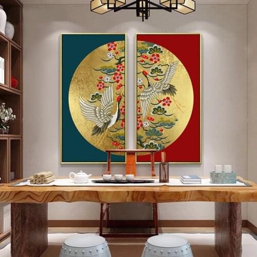 Red Chinese Style Decorative Painting Art Posters and Prints on The Wall Painting Art Pictures for Living Room Home Decoration