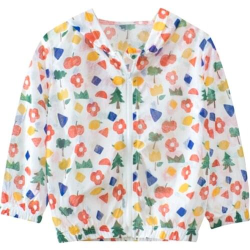 Summer Sunscreen Shirts Girls Jacket Thin Hooded Coats Long Sleeve Zipper Blouse Breathable Kids Clothes