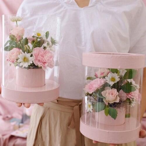 Mini Transparent Flower Arranging Packing Box Flower Bouquet Bagging Wedding Party Florist Gift Box Decoration