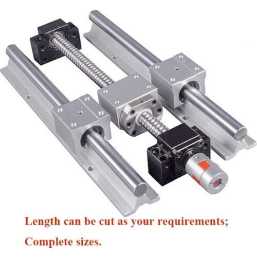 Linear Guide Set 2PCS SBR16 Length 250-900mm+4 PCS SBR16UU+Ball Screw SFU1605 + Supporter BK12BF12 + Nut Housing + Coupler 8 *1