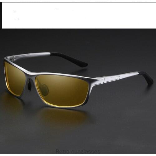 Driver Anti Glare Driving Glasses Aluminum Night Vision Sunglasses Men Night Sun Glasses Square Goggle Eyewear with box FML