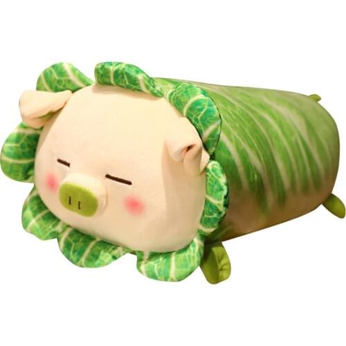 45/55cm Creative Chinese Cabbage Pig Plush Toy Soft Cartoon Vegetable Plants Stuffed Doll Comfortable Long Pillow Girls Gifts